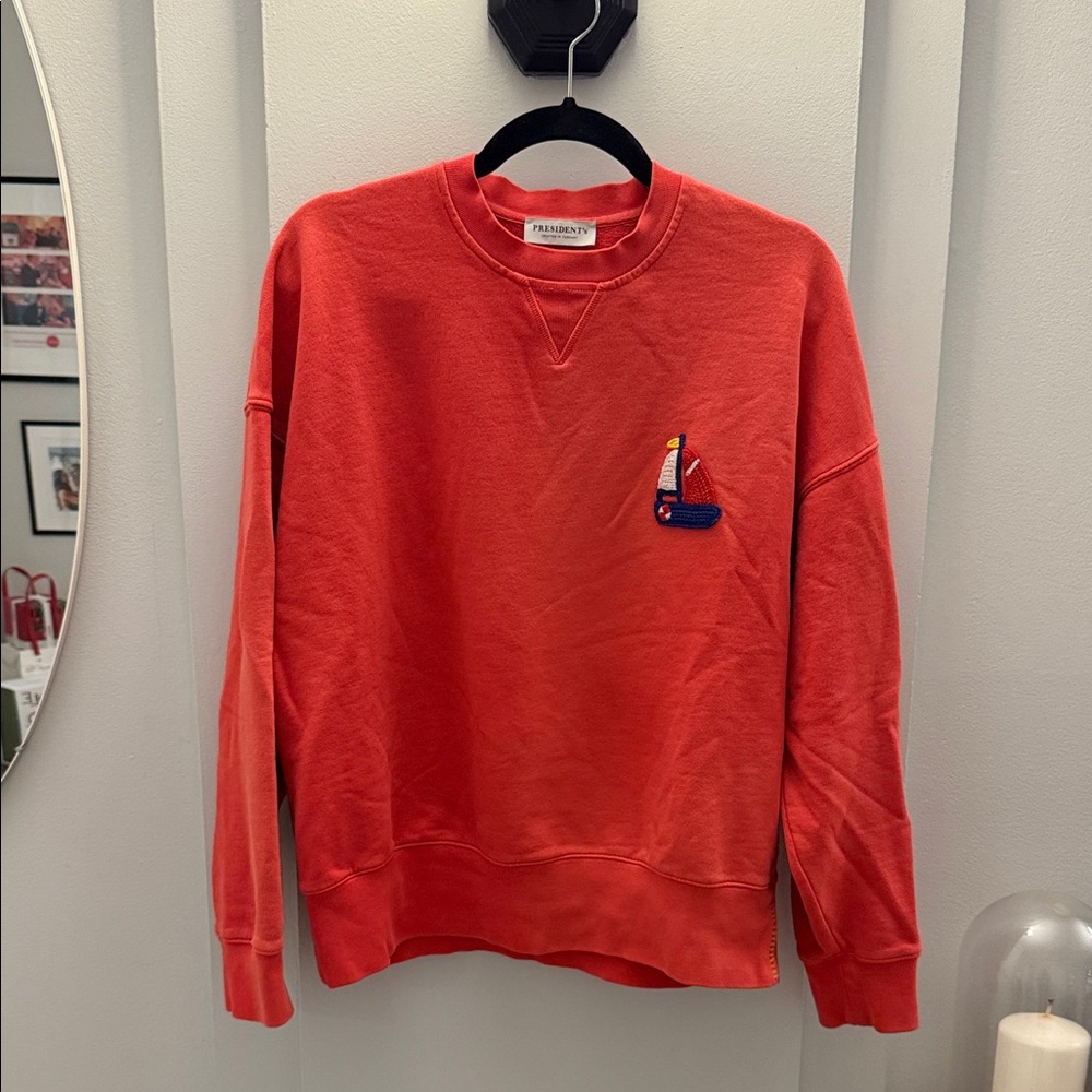 Presidents Red Crewneck Sweater with Sailboat